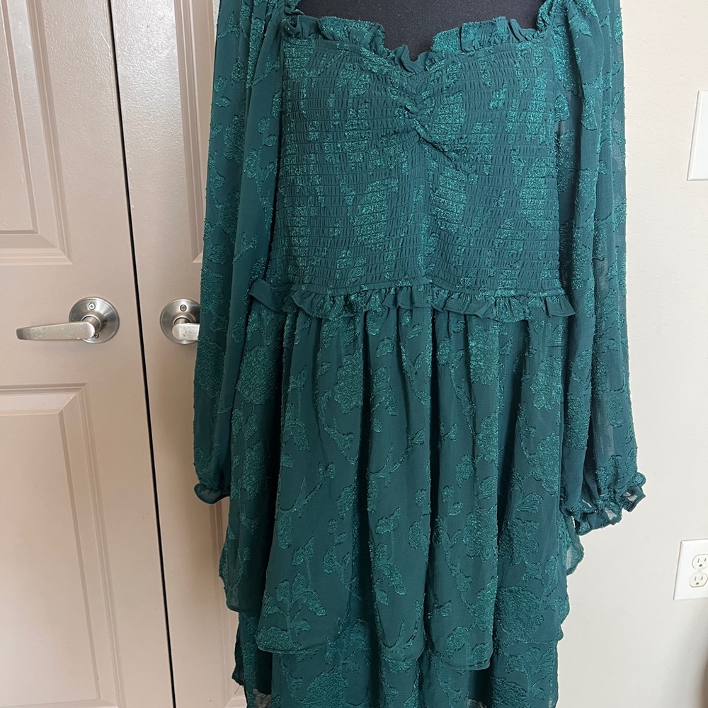 ARULA Green Textured Midi Dress